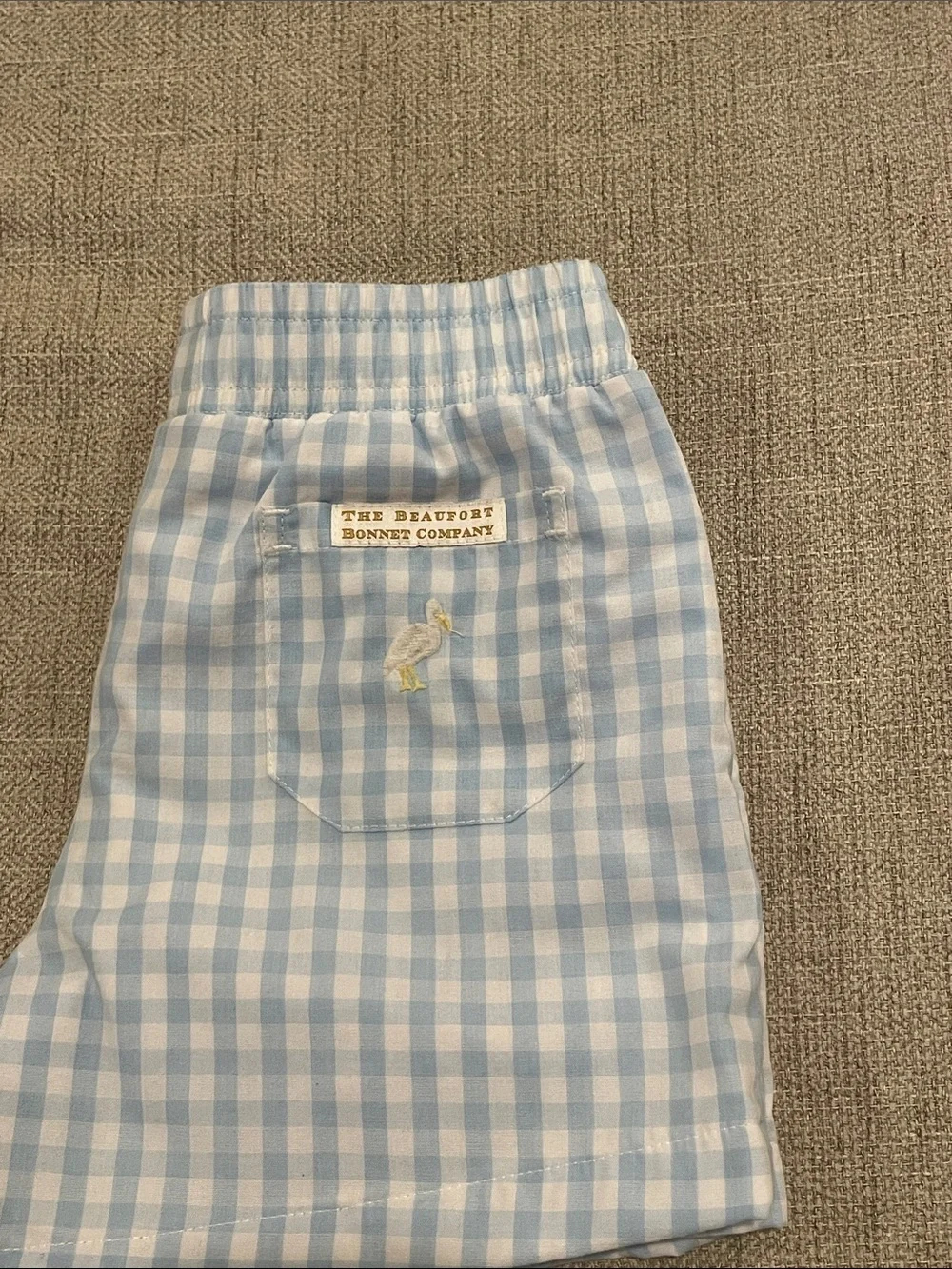 The Beaufort Bonnet Company Light Blue & White Gingham Kids Shorts